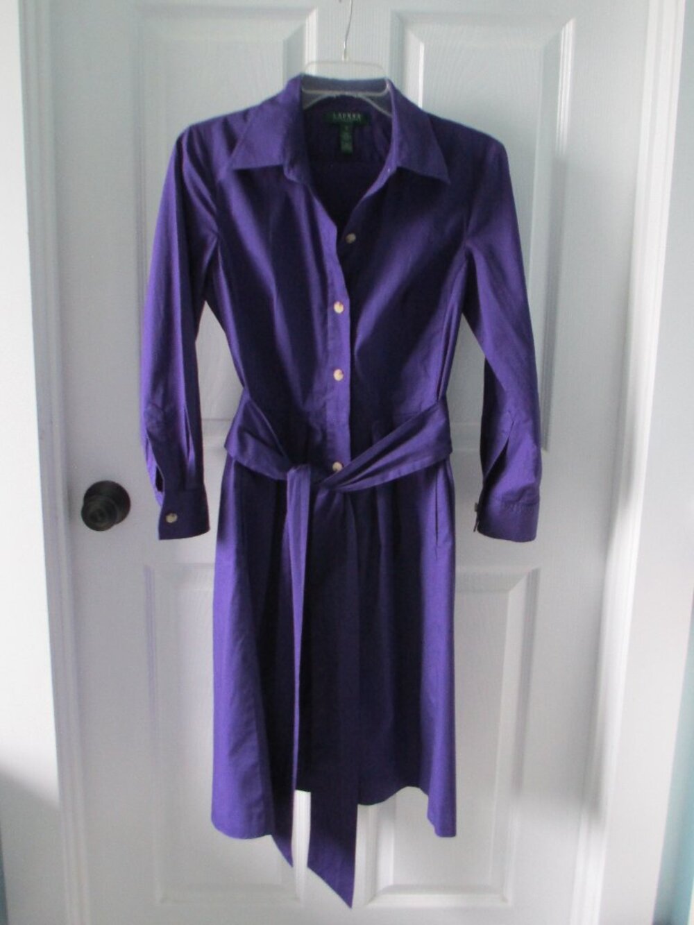 Vintage Ralph Lauren fitted shirt dress in royal purple